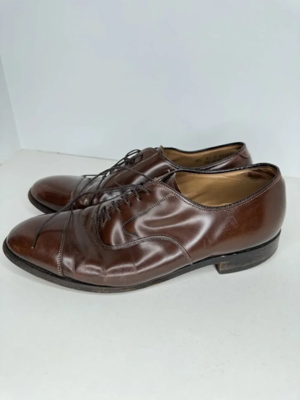Johnston & Murphy 9.5 Cap Toe Brown Leather Oxford Shoes Academia